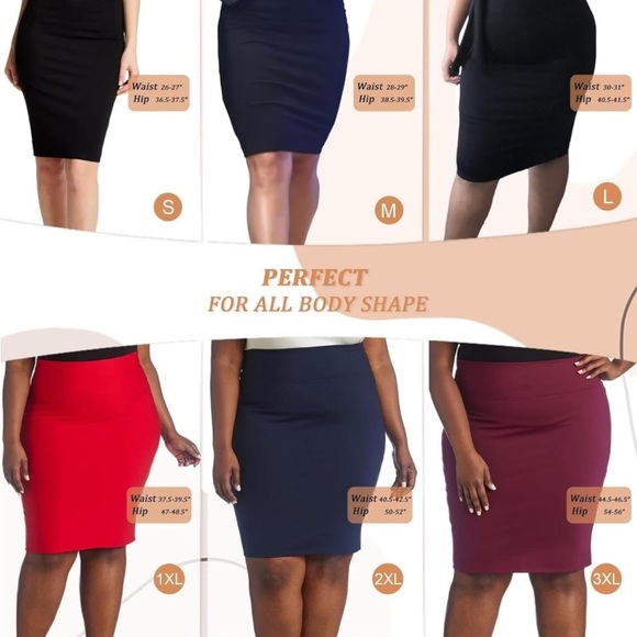 Hybrid & Company Premium Nylon Ponte Stretch Office Pencil Skirt High Waist S 2X - Picture 5 of 6